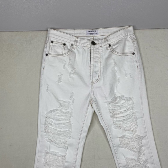 ONE X ONE TEASPOON Cococash Hooligans Low Waist White Ripped/Distressed Crops-27 - Picture 5 of 8